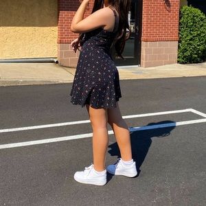 Flowy Summer Little Black Dress With Cherries